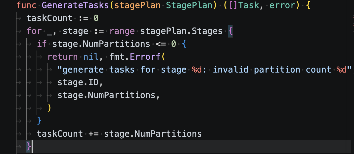 Task generation for stage partitions